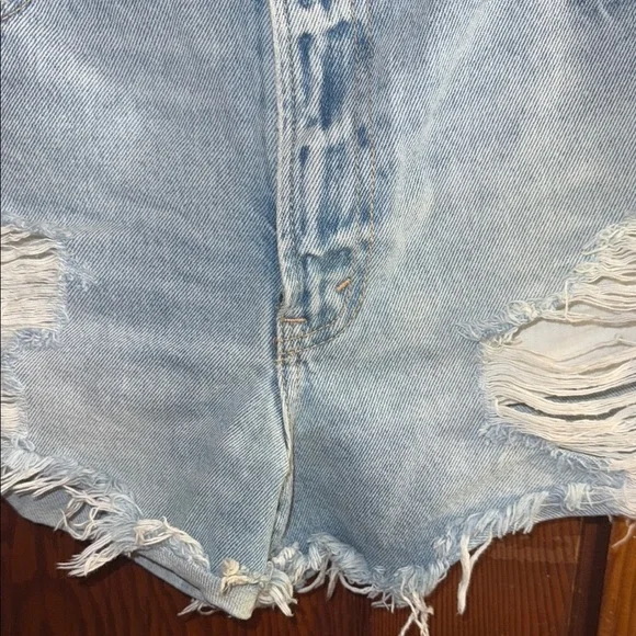 Abercrombie & Fitch Blue Jean Shorts Distressed High-Waisted - Picture 6 of 10